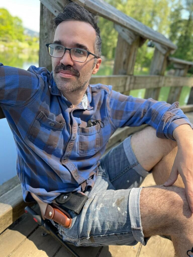 Steve finishing up a carpentry project.